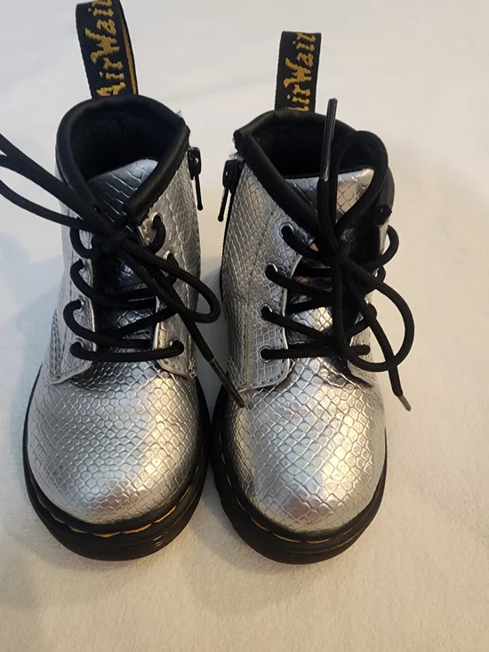 Doc Martens Silver Metallic Toddler Boots 6
