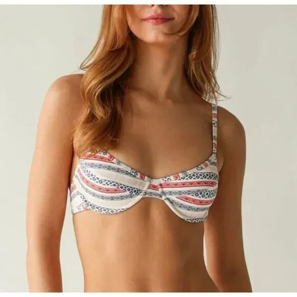 Dippin Daisy West Coast Bikini Top | White and Red in Small