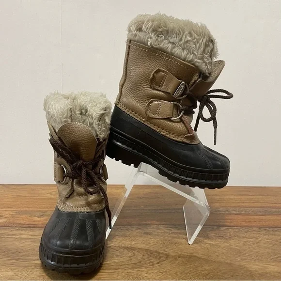 Sorel Ram Tan Black‎ Winter Snow Boots Kids Toddler sz 7 Outdoor Adventure