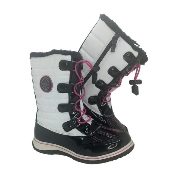 Totes Mackenzie Girls Pre-owned Black & White Weatherproof Winter Boots - sz. 1