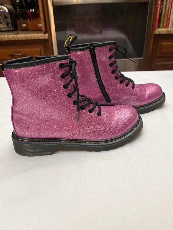 NWOT Dr. Martens Girls Sz. 4 Purple/Dark Pink Sparkle Boots. Style 1460.