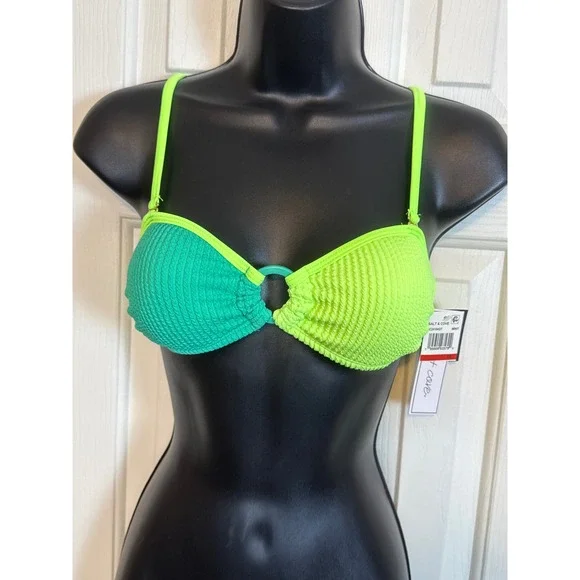 Salt & Cove Mint Green‎ Bikini Top Textured Swimsuit Ring Accent XS