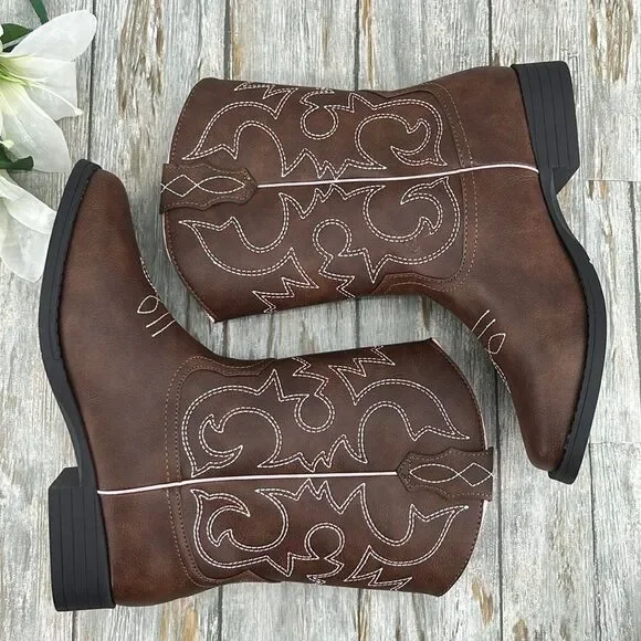 Big Girls Western Cowgirl Boots Shoes Size 6