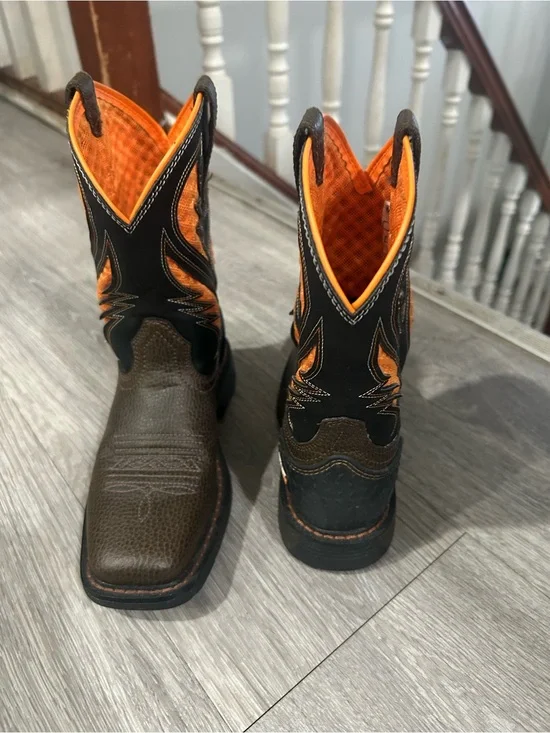 Ariat Kids Brown and Orange Western Pull-On Boots