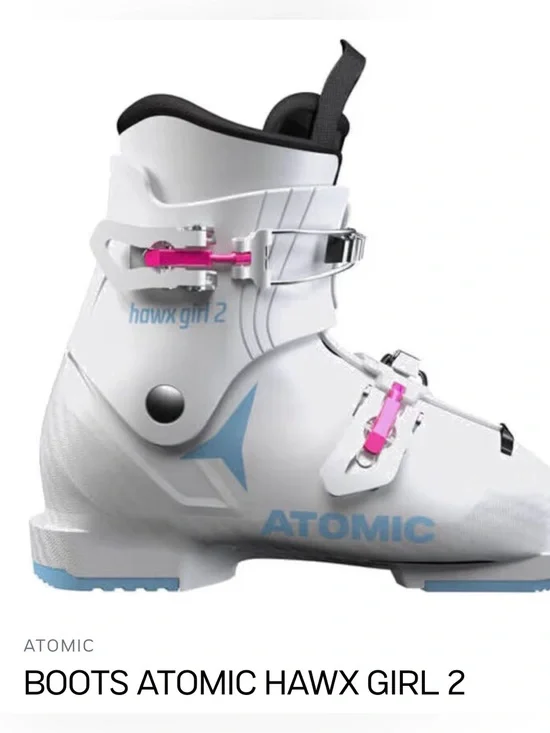 Atomic Hawx Girl 2 White Ski Boots size 19/19.5 kids size 12 12.5