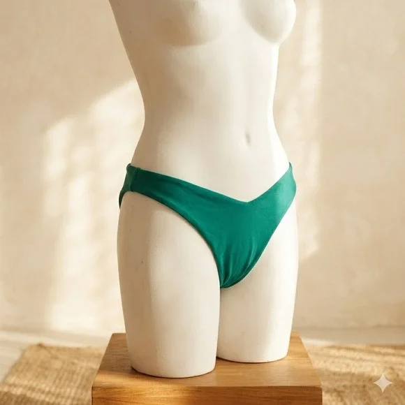 Blackbough Womens Swim Bottoms Large Green High Leg Cheeky Minimalist Beachwear‎