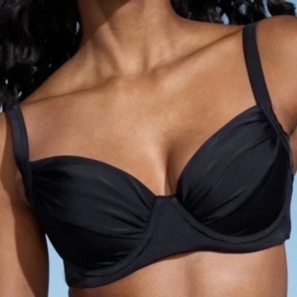 Lands' End Women's Black Underwire Bikini Top UPF 50 Size 18,‎ NWT