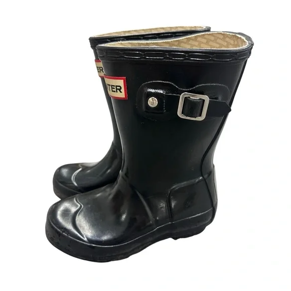 Hunter Original Kids‎ Black Gloss Rain Boots SIze 10/11