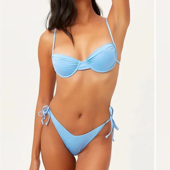Frankie's Bikinis Light Blue Tie-Side Bikini
