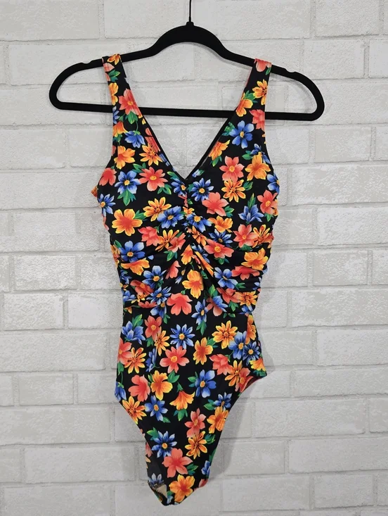 vintage floral one-piece swimsuit