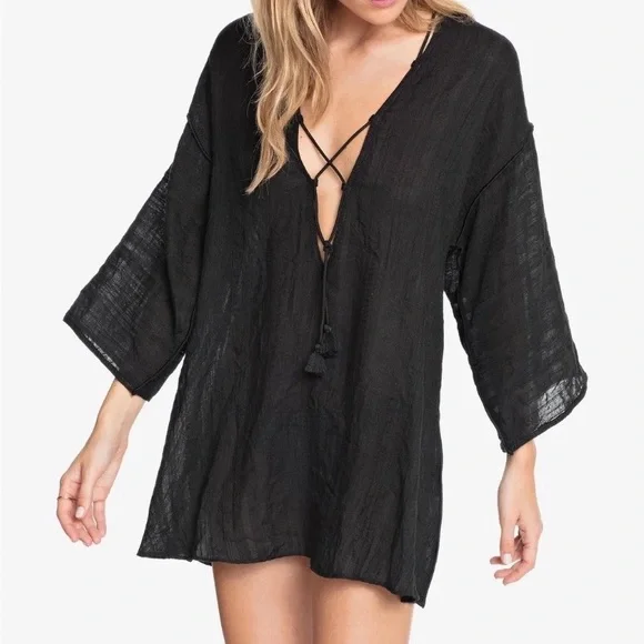 Robin Piccone Michelle Tunic Swim Coverup in Black Size Small