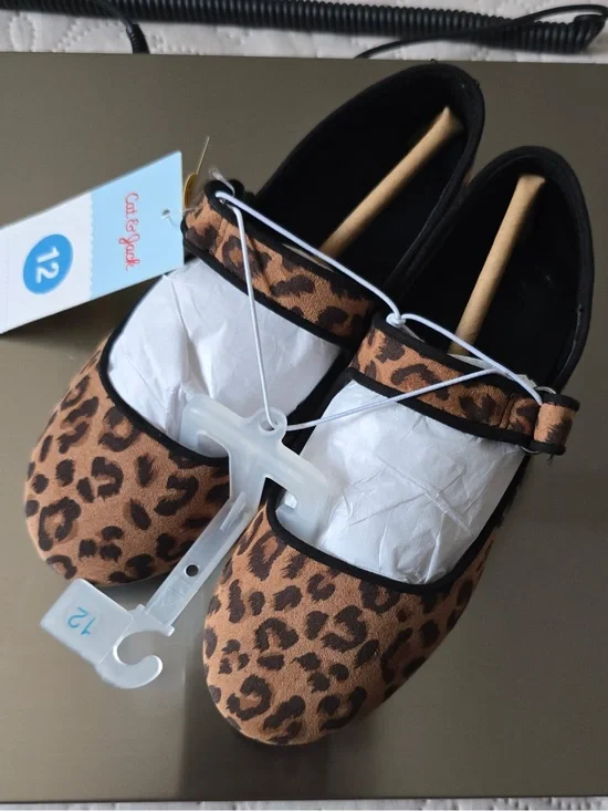 Cat & Jack Girls Leopard Print Mary Jane Flats Size 12 NWT