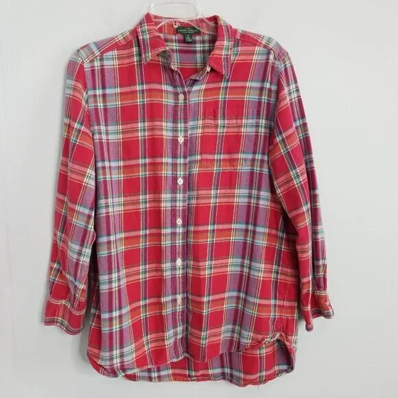 Ralph Lauren Red Plaid Button Down Flannel Medium