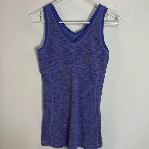 Lucy Power Heathered Purple V Neck Performance Athletic Tank Top XS