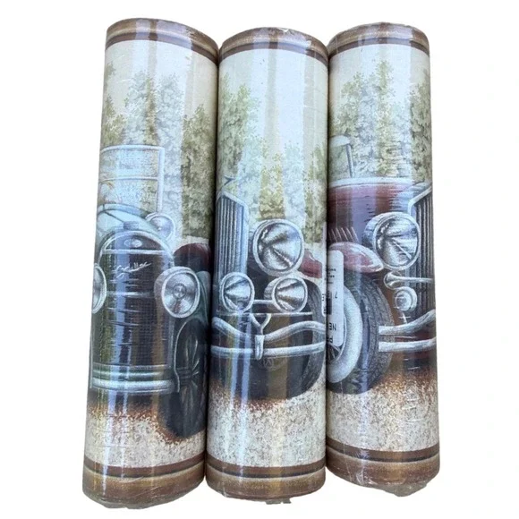 Vintage D.W. Wallcovering Antique Car Wallpaper Border 3‎ Rolls 12yds NOS 1002