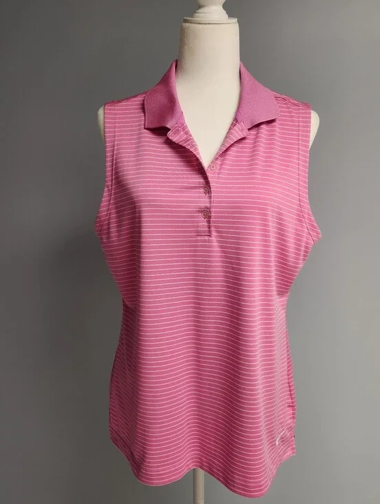 Nike Pink Striped Sleeveless Polo Tank