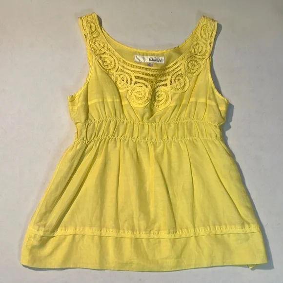 Intercud Blouse Women’s Size M Sleeveless Yellow Silk Blend Babydoll Y2K Top