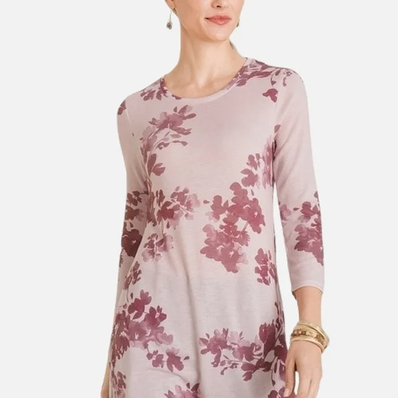 CHICO'S XS Floral Side Slit Tunic