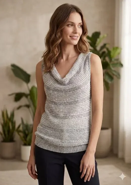 INC International Concepts Sequin Sleeveless Knit Cowl Neck Top XS  Metallic