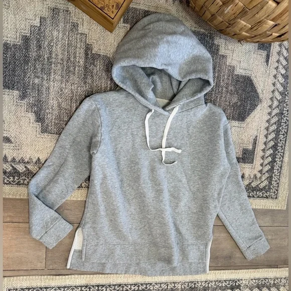 J. Crew Women’s Side Slit Tunic Hoodie Heather Gray Pullover Hoodie Sz Small