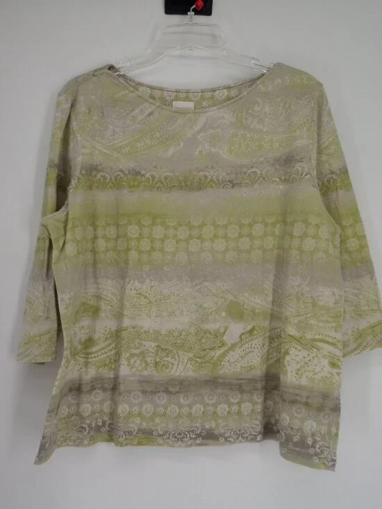 Chico's  Women's 3/4 Sleeve Multi Color Print  Top  Size 3 US XL