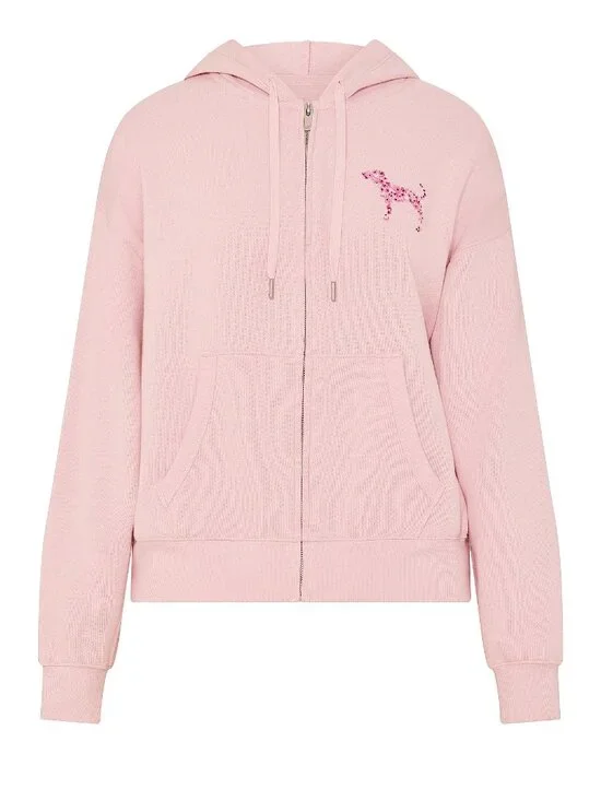 VS PINK Campus Fleece Full-Zip Hoodie Dollhouse Boho L/XL NWT
