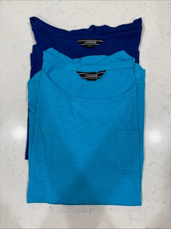 Lands' End Women’s Tees in Bright Turquoise and Deep Royal