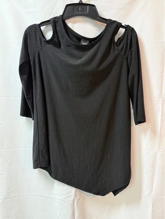 Rafaella Black Cold Shoulder 3/4 Sleeve Top with Stud Detail Size S/P