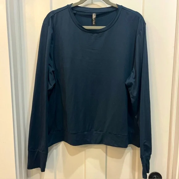 Lukka Lux Long Sleeve Shirt Women’s Blue Activewear‎ Top Pullover Stretch Sz 2XL