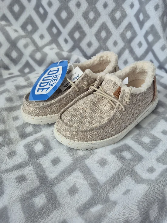 Hey Dude Kids Tan Woven Slip-On Shoes with Plush Lining