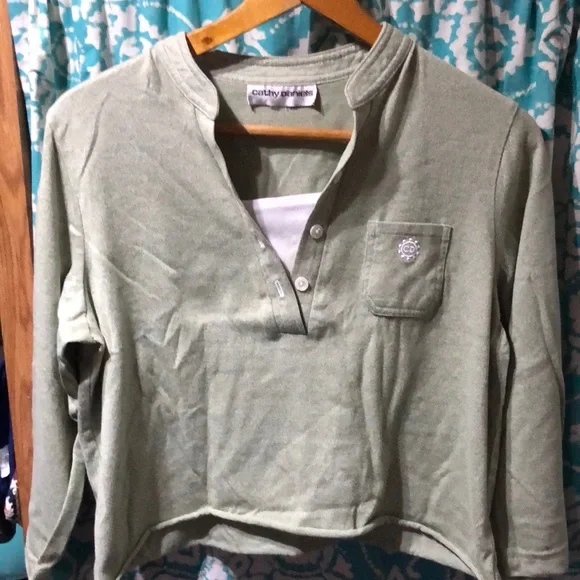 Vintage Cathy‎ Daniels Green 3/4 Sleeve Shirt