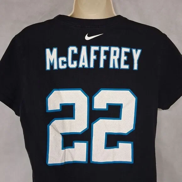 Nike Christian McCaffrey Carolina Panthers Jersey T-Shirt Women's Large Black