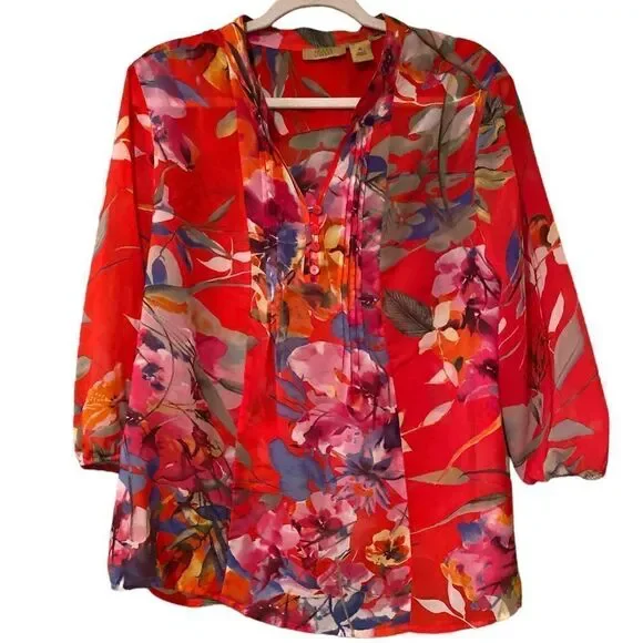 Valerie Stevens Colorful Blouse Size XL