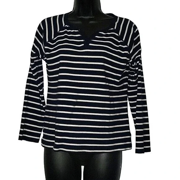 CHAPS Blue/White‎ long sleeve Nautical Shirt PL Designer Outdoor Casual Relaxed