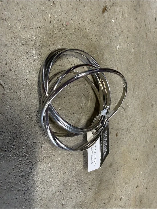 Metallic Silver Multi-Band Bangle Bracelet - Brand Unspecified