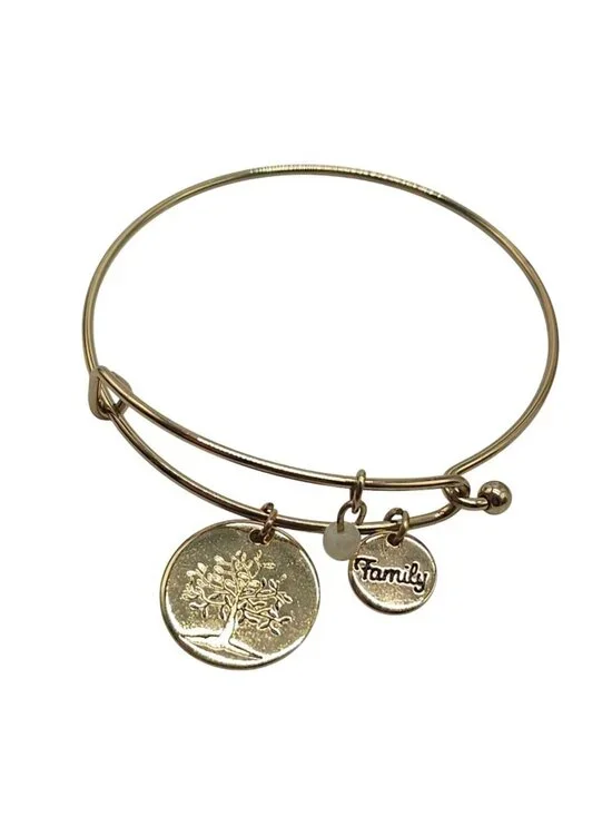 Alex And Ani Gold-Tone Family Tree Charm Bangle Bracelet Adjustable 2012 Energy