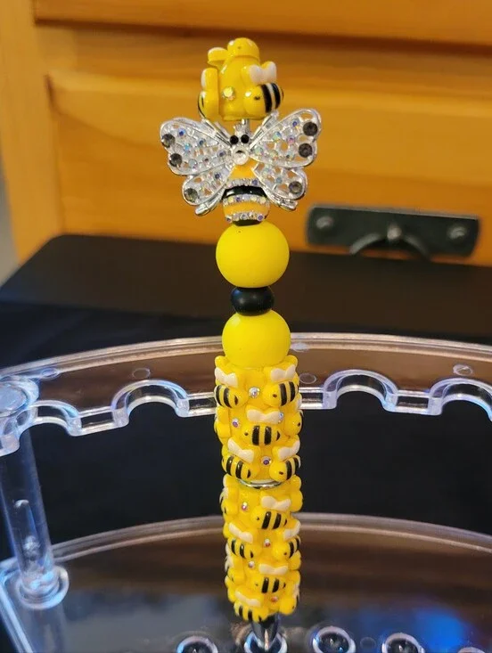 Yellow Bee Charm Drop Handmade Pen