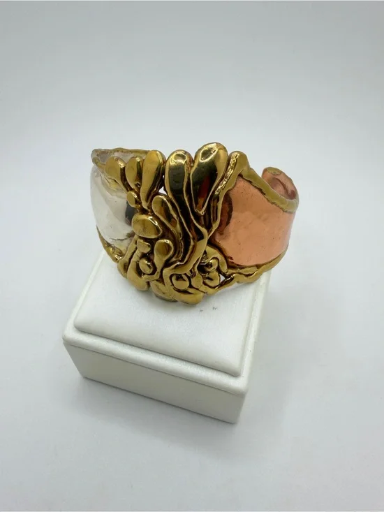 Artisan signed‎ mixed metal cuff one-of-a-kind bracelet!