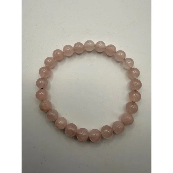 Rose Quartz Beaded Stretch Bracelet Pink Natural Stone‎ Round Gemstone 8mm Beads