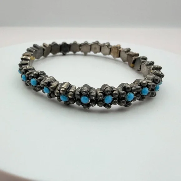 Vintage Y2K Blue Beaded Stretch‎ Bracelet Boho Women's Classic Fashion Jewelry
