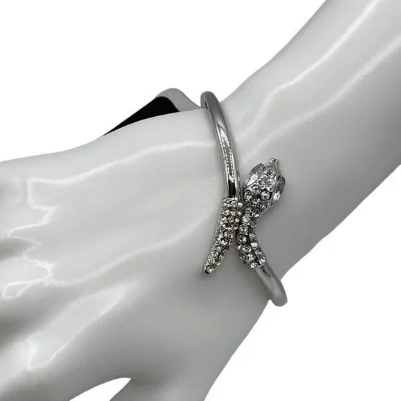 g by Gennaro Silver Diamond Snake Bangle Bracelet