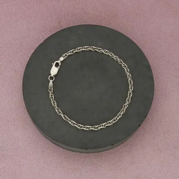 sterling silver 4mm prince of wales chain bracelet size 7.75in