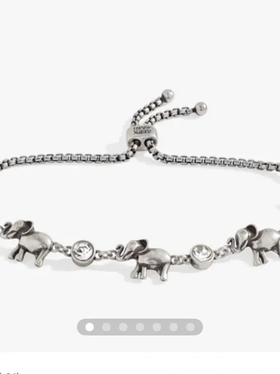 Alex and Ani Silver Elephant Crystal Slider Bracelet