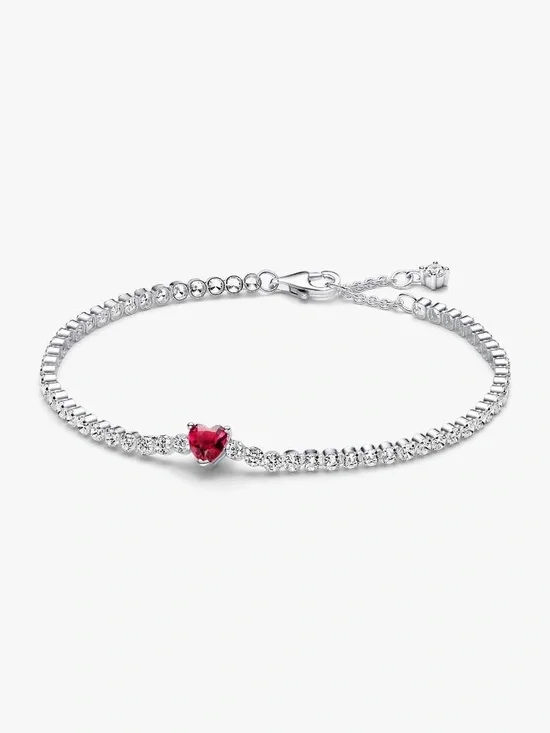 Pandora Red Sparkling Heart Tennis Bracelet