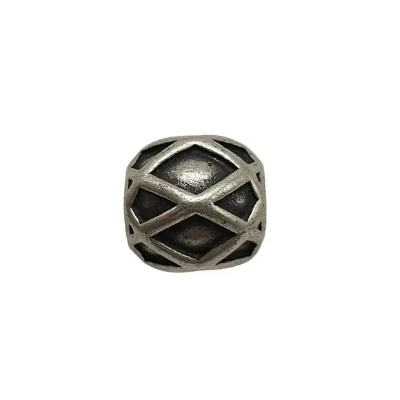 Sterling Silver Pandora Harlequin Criss Cross Charm Bead 1/2