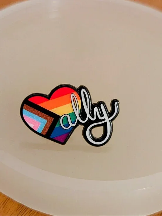 Ally Rainbow Pride Heart Enamel Pin