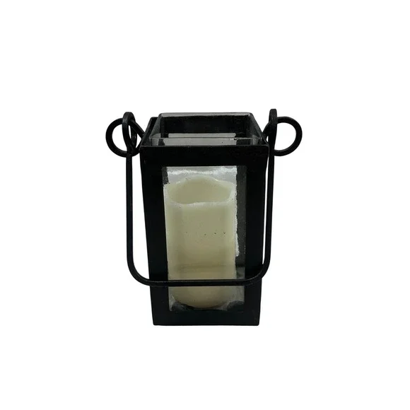 Hobby Lobby Black Metal Lantern Glass Insert Industrial‎ Farmhouse Rustic Vase