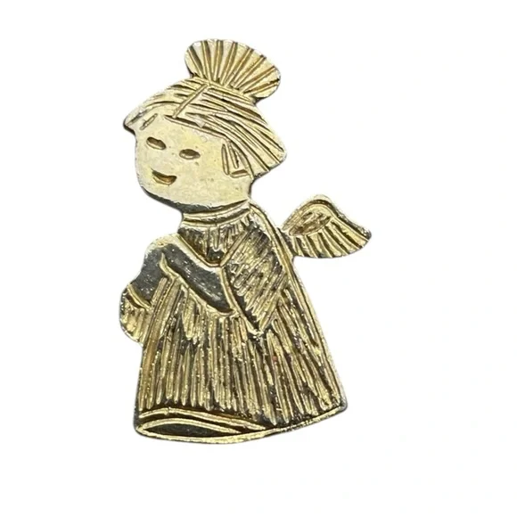 Vintage Goldtone Christmas Angel Pin‎ Originals by Leonarde Classic Traditional
