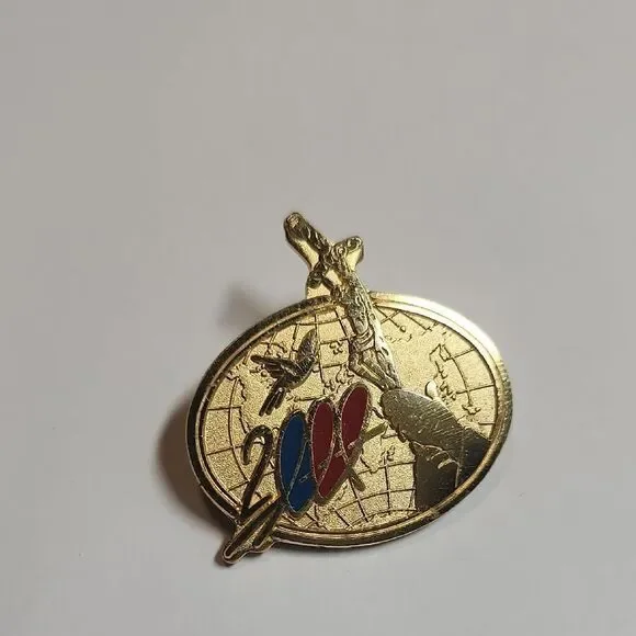 Vintage 24k gold plated prayer pin, the world globe, 2000, Pin, Tie tac