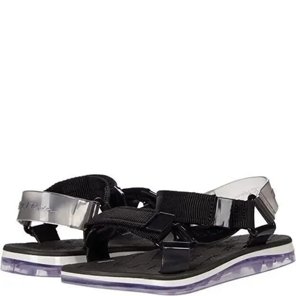 Mini Melissa Kids Papete Rider Black White Sandals Size 2 Girls